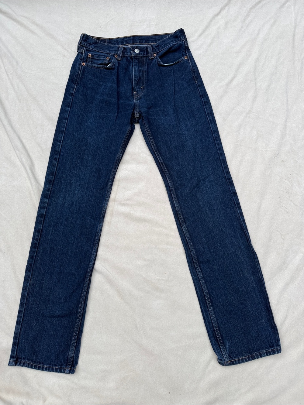 Levi 505 Classic Men's Dark Wash Blue Jeans - Straight Fit